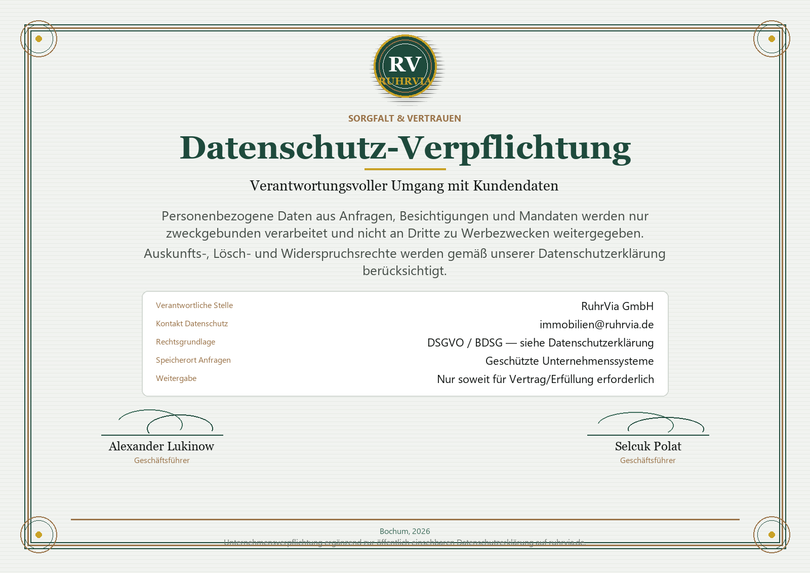 Datenschutz-Verpflichtung