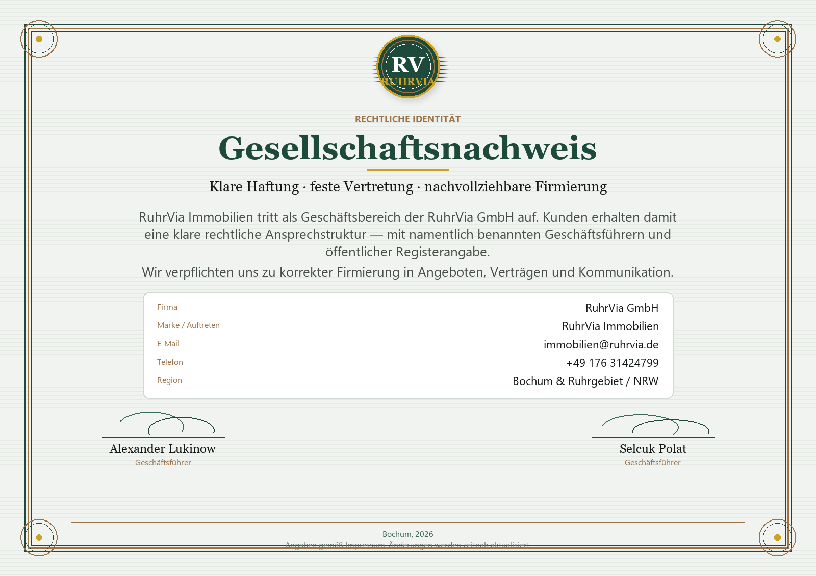 Gesellschaftsnachweis