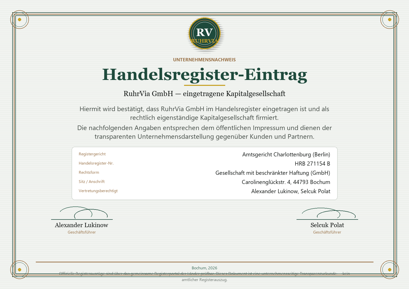 Handelsregister-Eintrag