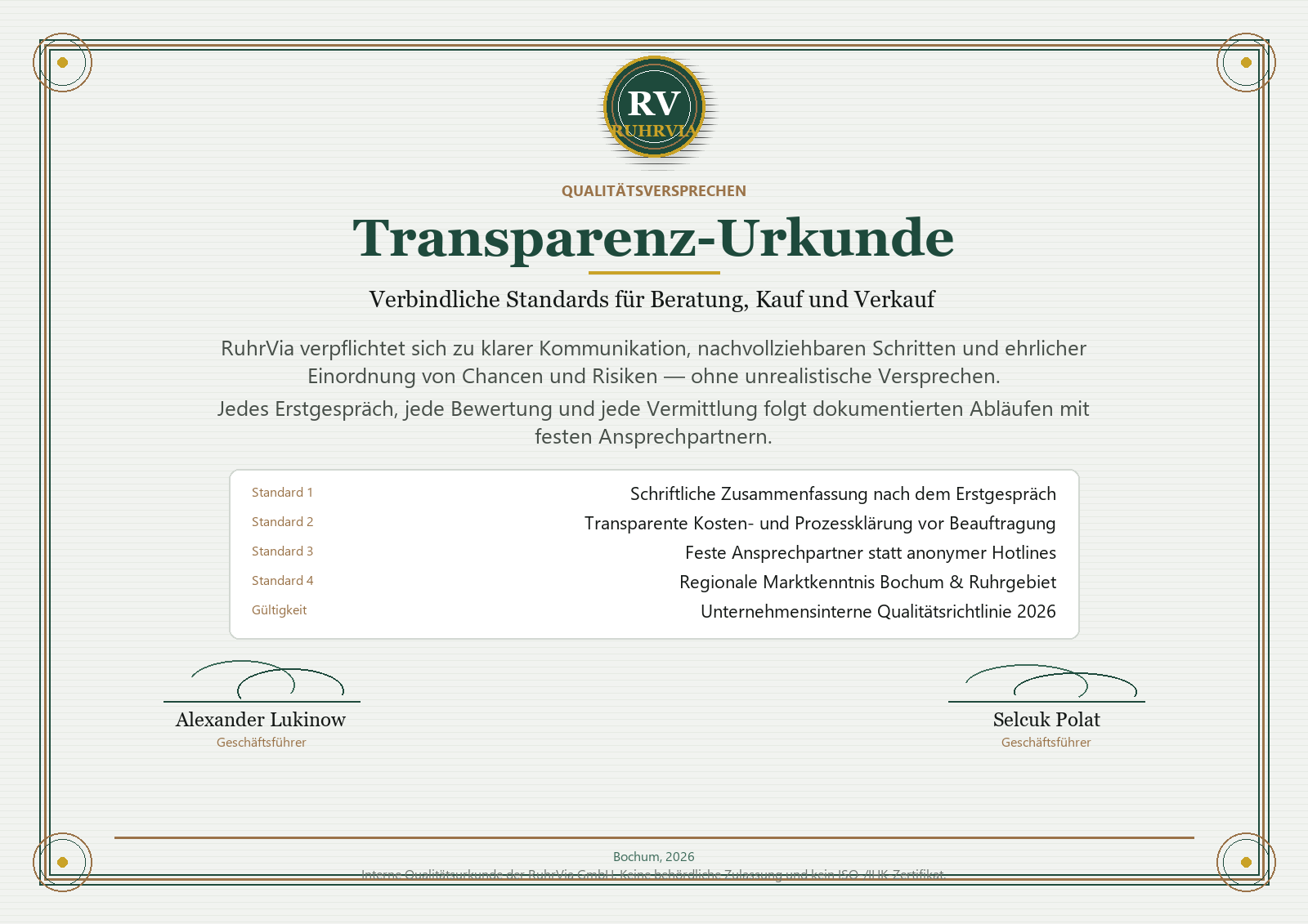 Transparenz-Urkunde